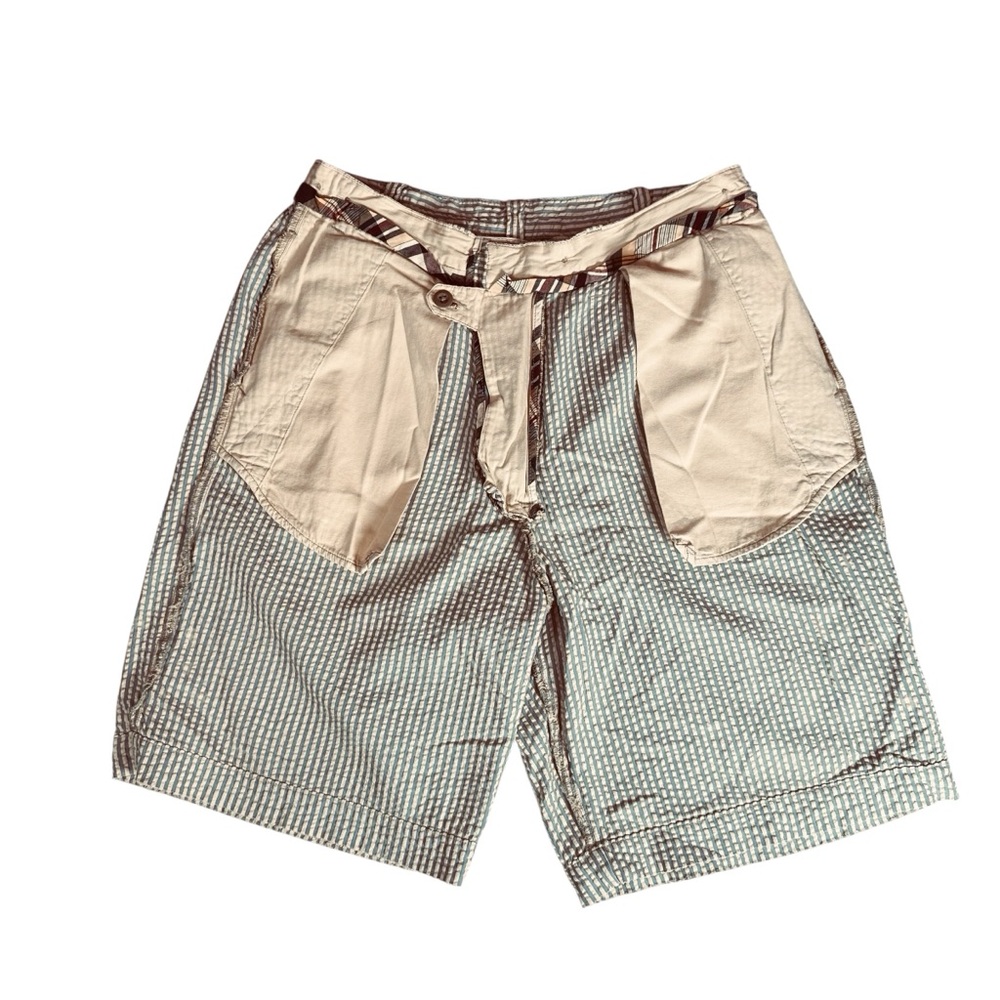 Abercrombie & Fitch Seersucker Shorts Blue White Stripe Adjustable Waist 30 - Picture 3 of 6